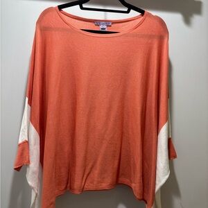 Elegant Orange and White Poncho